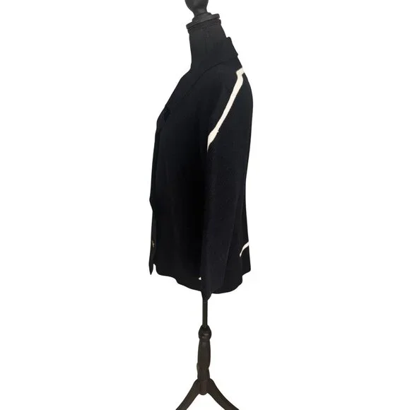 New Joh Jinny Black Knitted Double Breasted Sweater Jacket Dolman Sleeve Soft M - Picture 5 of 10